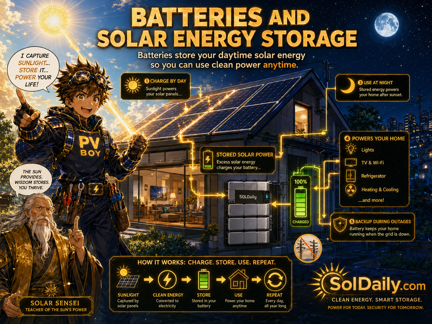 Batteries and solar energy storage