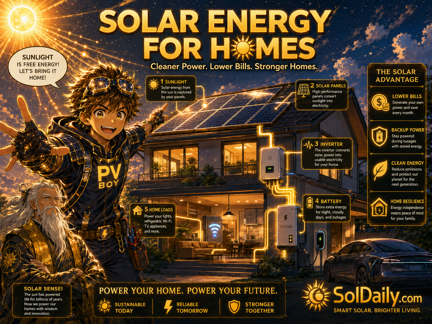 Solar energy for homes